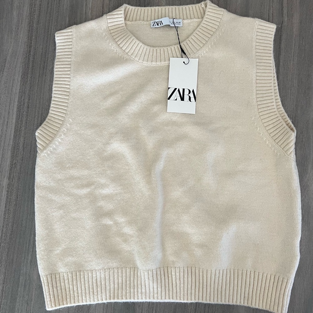 Zara PLAIN KNIT SWEATER VEST NWT size L